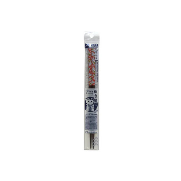 DAISO Wasai‑Nuri Chopsticks “Lucky Cat (Maneki‑neko)” 23 cm