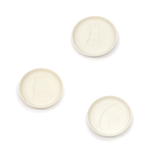 Dog Soy Sauce Dish Set of 3 (Sitting, Looking Back, Begging)
