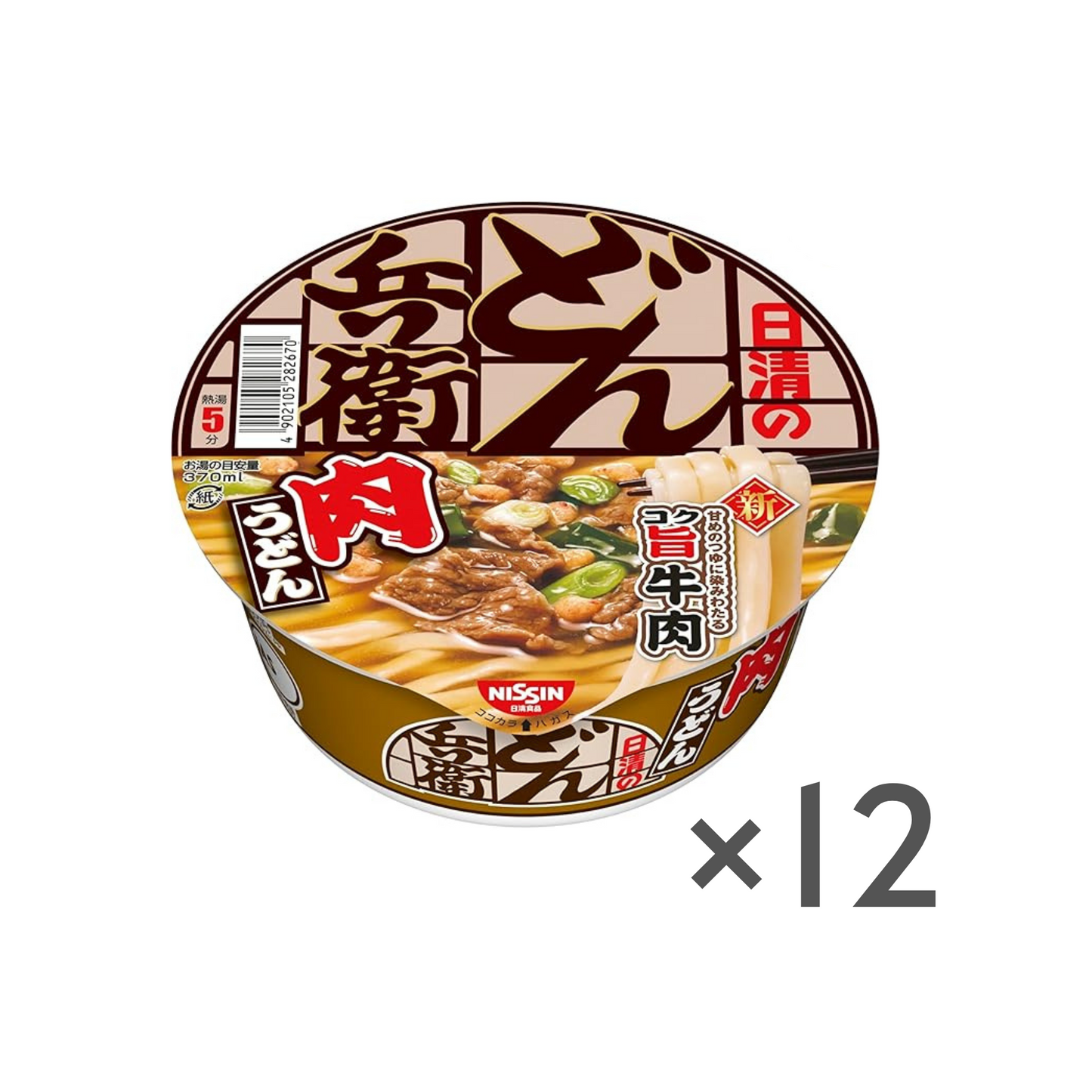 Nissin Donbei Niku (Beef) Udon 86g ×12 Cups
