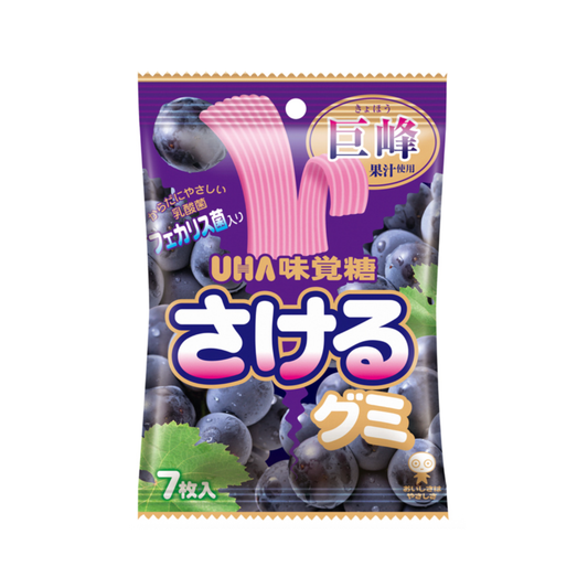 UHA Mikakuto Sakeru Gumi Kyoho Grape Tearable Sheet Gummy Candy (7 Sheets)